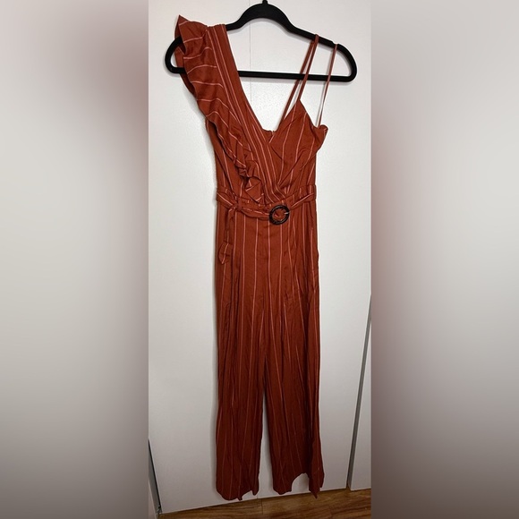 Three Floor Margaux Jumpsuit pinstriped copper Linen Size 0 RTR - Picture 3 of 15